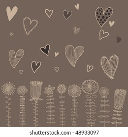 Cartoon vector set in retro colors