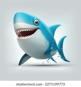 cartoon vector shark with mouth open