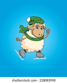 Cartoon vector sheep skate / Symbol of year