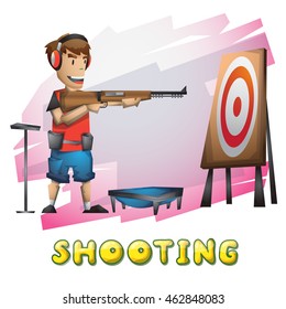 Cartoon vector shooting sport with separated layers for game and animation, game design asset