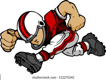 Cartoon Vector Silhouette of a Boy Football Player Rushing