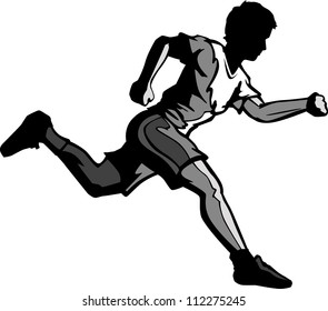 Cartoon Vector Silhouette of a Boy Running