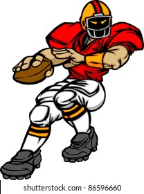 Cartoon Vector Silhouette of a Cartoon Football Player Throwing Ball