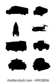 cartoon vector silhouette illustrations transportation
