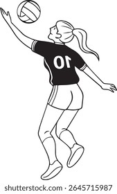Cartoon vector silhouette of volleyball player
