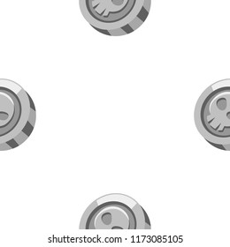Cartoon vector silver coin seamless pattern