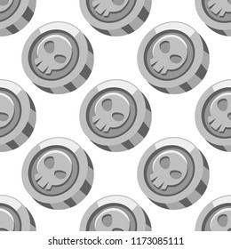 Cartoon vector silver coin seamless pattern