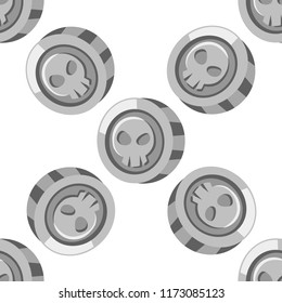 Cartoon vector silver coin seamless pattern