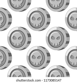 Cartoon vector silver coin seamless pattern