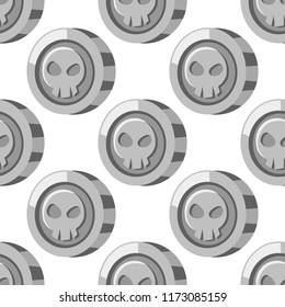 Cartoon vector silver coin seamless pattern