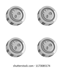 Cartoon vector silver coin seamless pattern