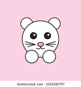Vector de caricatura ilustración simple gato interesante