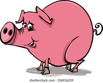 Cartoon Vector Sketch Illustration of Funny Pig Farm Animal