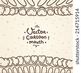 Cartoon vector sketch mouth inside illustration with teeth. Dental hygiene background