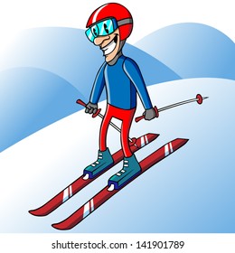 Cartoon vector skier.