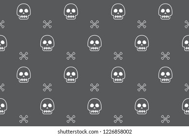 Cartoon vector skull and bone seamless pattern background for design.