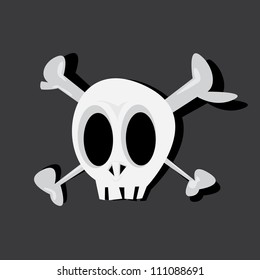 Cartoon vector  skull. dark pirate background. skull icon.