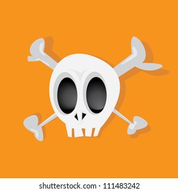 Cartoon vector skull. dark pirate background. skull icon.