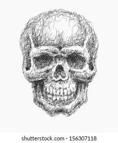 Cartoon Vector Skull . Hand drawn Eps8