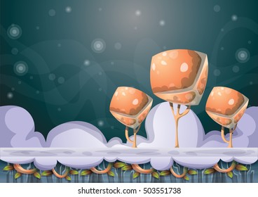 cartoon vector sky background with separated layers for game art and animation game design asset in 2d graphic