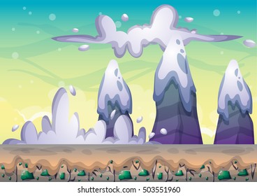 cartoon vector sky background with separated layers for game art and animation game design asset in 2d graphic