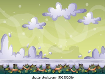 cartoon vector sky background with separated layers for game art and animation game design asset in 2d graphic