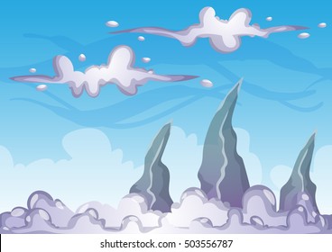 cartoon vector sky background with separated layers for game art and animation game design asset in 2d graphic