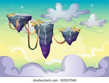 cartoon vector sky background with separated layers for game art and animation game design asset in 2d graphic