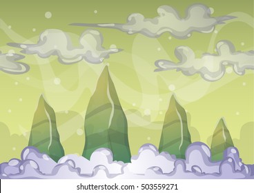 cartoon vector sky background with separated layers for game art and animation game design asset in 2d graphic