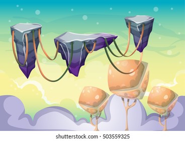 cartoon vector sky background with separated layers for game art and animation game design asset in 2d graphic