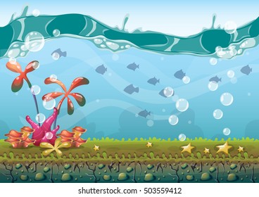 cartoon vector sky background with separated layers for game art and animation game design asset in 2d graphic