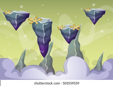 cartoon vector sky background with separated layers for game art and animation game design asset in 2d graphic