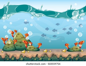 cartoon vector sky background with separated layers for game art and animation game design asset in 2d graphic