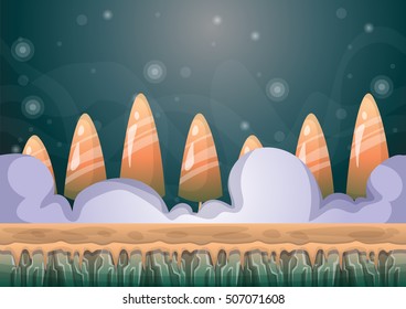 cartoon vector sky background with separated layers for game art and animation game design asset in 2d graphic