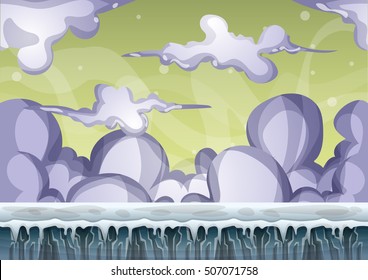 cartoon vector sky background with separated layers for game art and animation game design asset in 2d graphic