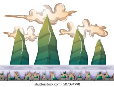 cartoon vector sky background with separated layers for game art and animation game design asset in 2d graphic