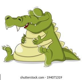 Cartoon vector sleeping crocodile