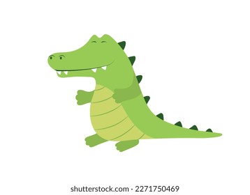 Cartoon vector smile crocodile isolated on white background. Cute safari animal. Funny kid illustration 