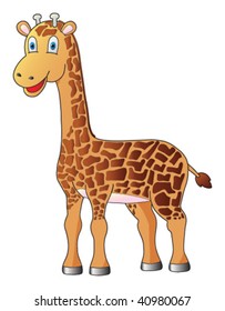 Cartoon vector of a smiling giraffe isolated on white