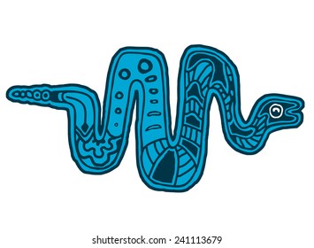 Cartoon vector snake in hat isolated on white background