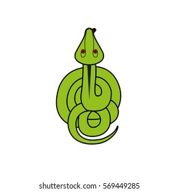 Cartoon vector snake. reptile top view