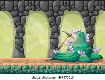 cartoon vector snow landscape background with separated layers for game and animation game design asset in 2d graphic