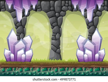 cartoon vector snow landscape background with separated layers for game and animation game design asset in 2d graphic