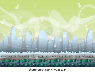 cartoon vector snow landscape background with separated layers for game and animation game design asset in 2d graphic