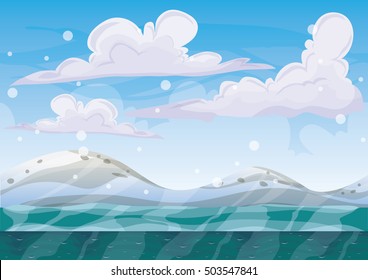 cartoon vector snow landscape background with separated layers for game and animation game design asset in 2d graphic