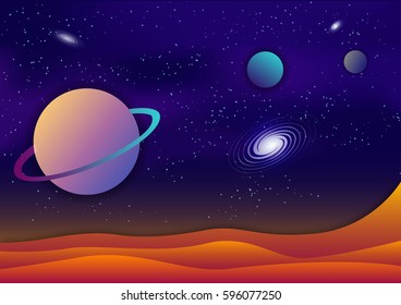 Cartoon Vector Space Landscape Background Stock Vector (royalty Free 