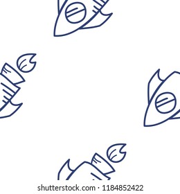 Cartoon vector space rocket doodle seamless pattern