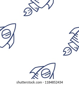 Cartoon vector space rocket doodle seamless pattern