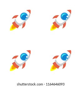 Cartoon vector space rocket seamless pattern