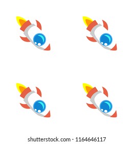Cartoon vector space rocket seamless pattern